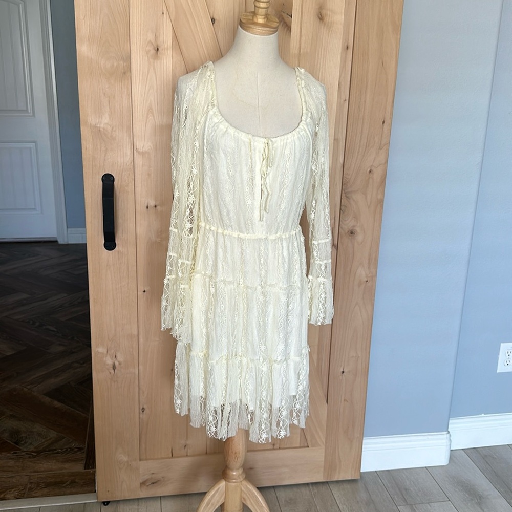 Scully Lace Stretchy Summer Cottagecore Long Sleeve Dolly Parton Dress M
